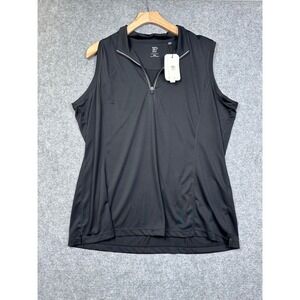 EP New York Womens XXL Black Sleeveless Golf Polo Quarter Zip Moisture Wicking